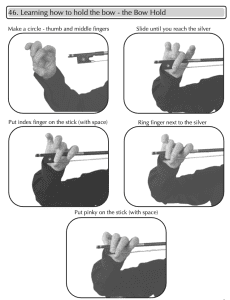 Diagram and pictures of how to make a proper violin bowhold in 6 steps