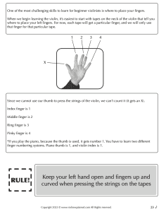 Image showing how we name fingers that we use on the violin